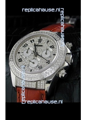 Rolex Daytona Swiss Replica Watch in Full Diamond Bezel