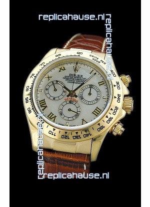 Rolex Daytona Cosmograph Swiss Replica Gold Watch in Roman Hour Markers