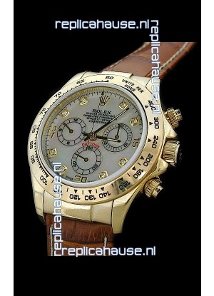 Rolex Daytona Cosmograph Swiss Replica Gold Watch in Mother of Pearl Dial