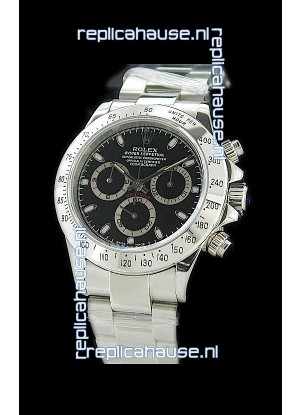 Rolex Daytona Cosmograph Swiss Replica Steel Watch in Black Dial
