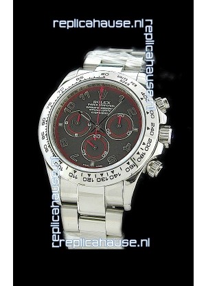 Rolex Daytona Cosmograph Swiss Replica Steel Watch in Red Subdial