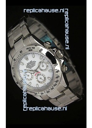 Rolex Daytona Japanese Replica Steel Watch in White Stick Hour Markers