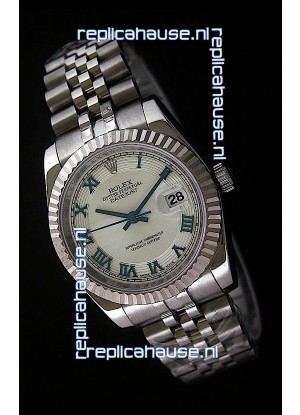 Rolex Datejust Mens Swiss Replica Watch in White Dial