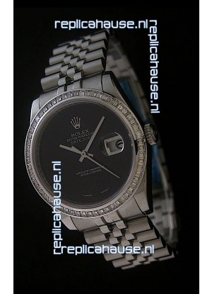 Rolex Datejust Japanese Replica Watch in Full Black Dial