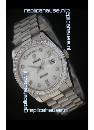 Rolex Day Date Just Japanese Replica Silver White Watch