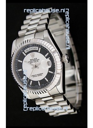 Rolex Day Date Just Japanese Replica Watch in Black & White Dial
