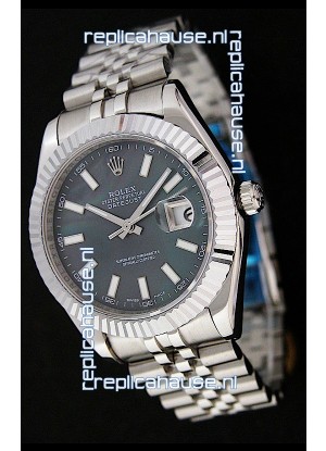 Rolex DateJust Japanese Replica Watch in Black Mother of Pearl Dial