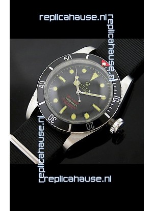 Rolex Submariner Swiss Replica Watch in Domed Crystal Black Nylon Strap