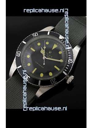 Rolex Submariner Swiss Replica Watch in Domed Crystal Grey Nylon Strap