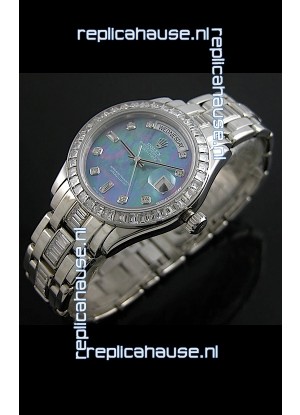 Rolex Oyster Perpetual Day Date Japanese Replica Watch in Blue Mother of Pearl Dial 