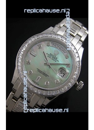 Rolex Oyster Perpetual Day Date Japanese Replica Watch in Green Mother of Pearl Dial 