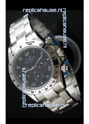 Rolex Daytona Japanese Replica Steel Watch in Black Dial