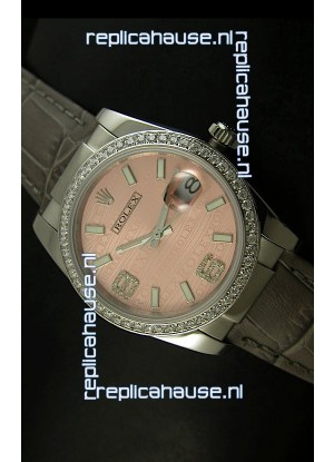 Rolex Replica Datejust Swiss Replica Watch - 37MM - Champange Dial/Grey Strap