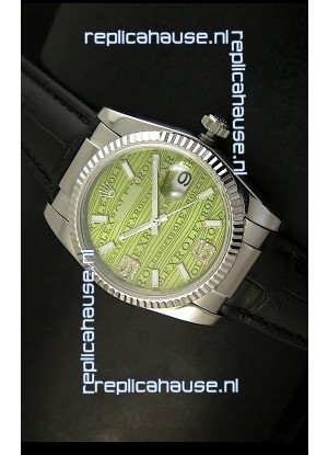 Rolex Replica Datejust Swiss Replica Watch - 37MM - Green Dial/Strap