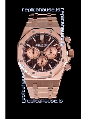 Audemars Piguet Royal Oak Chronograph Watch in Pink Gold Case Brown Dial