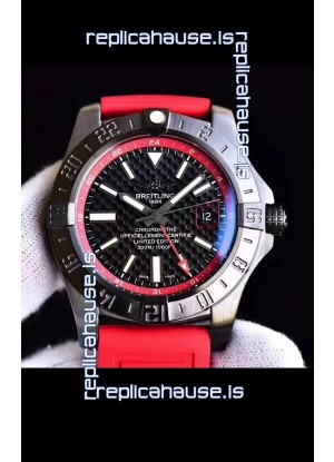 Breitling Chronometre GMT Carbon Dial Swiss Watch with Rubber Strap 1:1 Mirror Replica