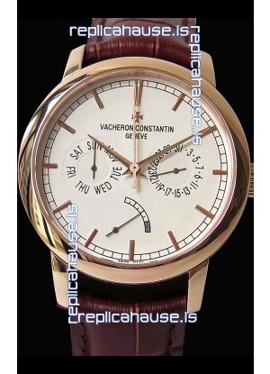 Vacheron Constantin Traditionnelle Day Date Pink Gold Swiss Replica Watch 
