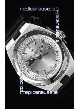 Vacheron Constantin Overseas MoonPhase Stainless Steel Swiss Watch in Black Strap