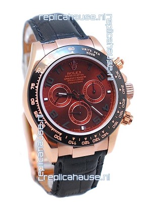 Rolex Daytona Chronograph MonoBloc Cerachrom Bezel Swiss Replica Rose Gold Plated Watch
