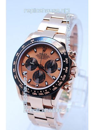 Rolex Daytona Chronograph MonoBloc Cerachrom Bezel Swiss Replica Watch in Rose Gold Plated