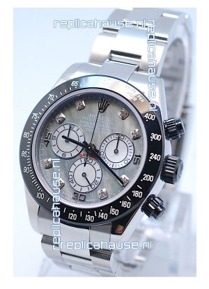 Rolex Daytona MonoBloc Cerachrom Bezel Swiss Replica Rose Gold Plated Watch in White Mother Pearl Dial