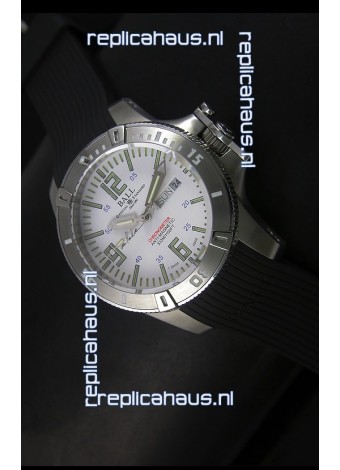 Ball Hydrocarbon Spacemaster Automatic Day Date Rubber Strap in White Dial - Original Citizen Movement 