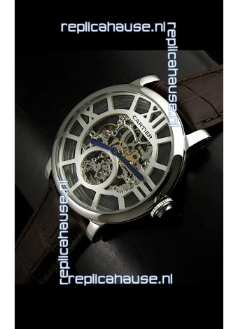 Cartier Ronde de Japanese Replica Watch in Skelton Grey Dial
