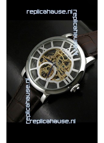 Cartier Ronde de Japanese Replica Watch in Skelton Gold Dial