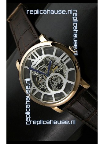 Cartier Ronde de Japanese Replica Watch in Skelton Grey Dial