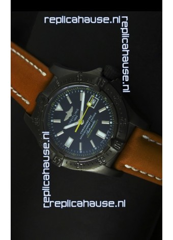 Breitling Seawolf PVD Coated Swiss Watch in Brown Strap