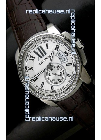Cartier Calibre de Japanese Replica Watch in White Dial