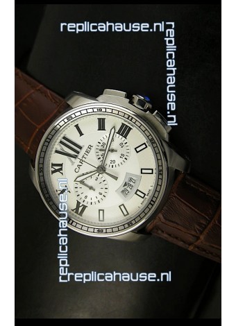 Calibre De Cartier Chronograph Japanese Replica Watch in Steel