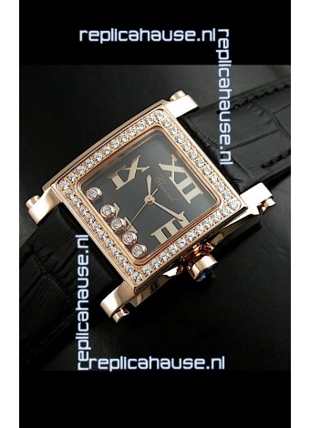Chopard Happy Sport Swiss Replica Watch in Black Strap