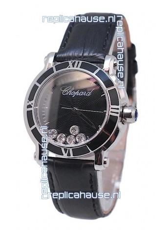 Chopard Happy Sport Star Shaped Diamonds Swiss Watch in Black Dial