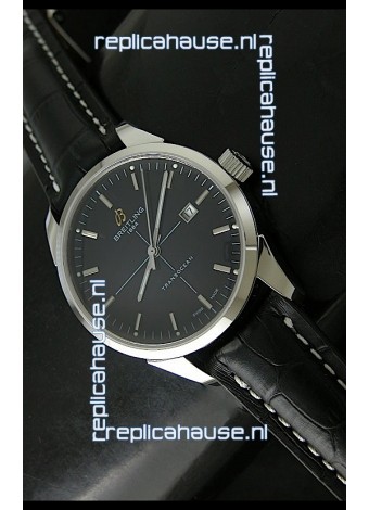 Breitling Transocean Stainless Steel Swiss Watch Black Dial