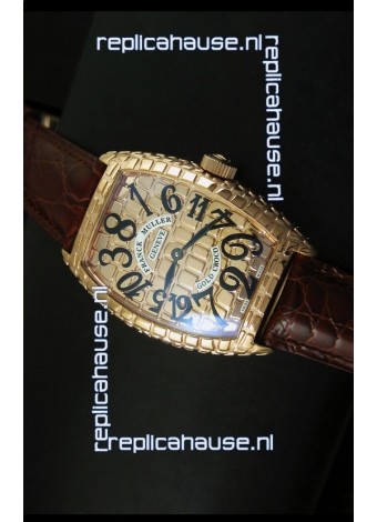 Franck Muller Casablanca Gold Croco Watch in Gold Case