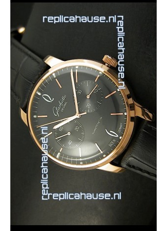 Glashuette Senator Japanese Replica Watch in 18K Pink Gold Case