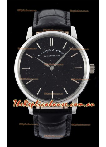 A.Lange & Sohne Saxonia Thin Swiss Replica Watch Steel Case Black Dial