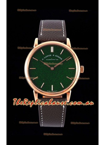 A.Lange & Sohne Saxonia Thin Swiss Replica Watch Rose Gold Case Green Starry Dial