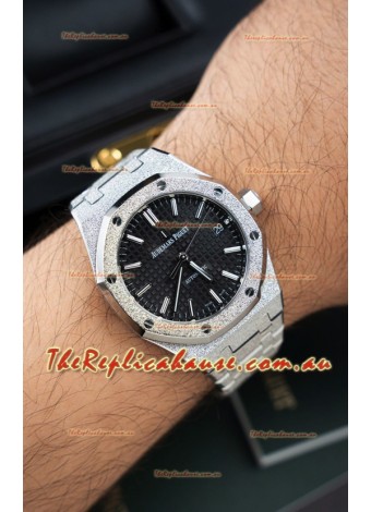 Audemars Piguet Super Clone 15454BC Royal Oak Frosted 37MM Watch in Black Dial