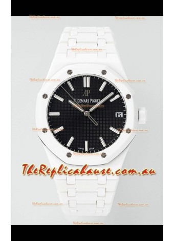 Audemars Piguet Royal Oak 15500 White Ceramic Super Clone Black Dial Watch 