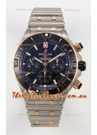 Breitling Chronomat Super Clone B01 42 Edition Swiss Two Tone Black Dial Watch 