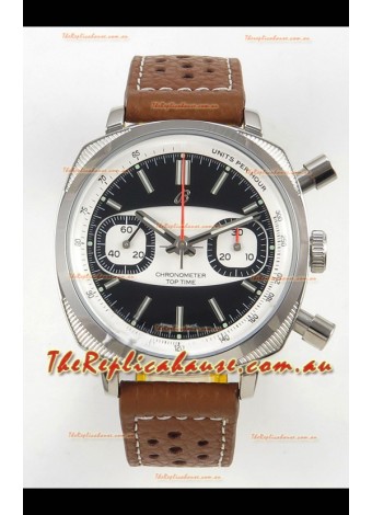 Breitling Top Time Super Clone Chronograph Brown Leather Strap Watch 
