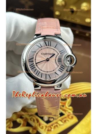 Ballon De Cartier Swiss Quartz 1:1 Mirror Quality 33MM in Pink Dial 
