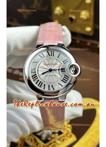 Ballon De Cartier Swiss Automatic 1:1 Mirror Quality 33MM in Pink Strap