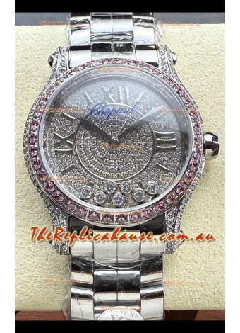 Chopard Happy Sport Super Clone Automatic Watch 36MM in Steel Casing Mossanites Dial