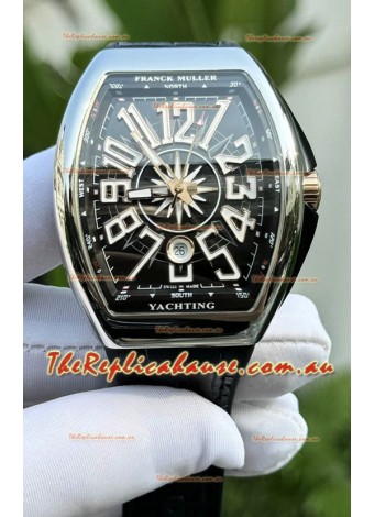Franck Muller Super Clone Vanguard V45 Yachting Stainless Steel Black Dial Watch