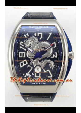 Franck Muller Vanguard Super Clone Yachting Dragon V45 Blue Dial Stainless Steel Case Watch 