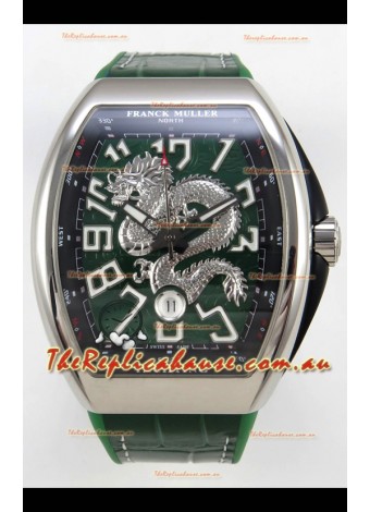 Franck Muller Vanguard Super Clone Yachting Dragon V45 Green Dial Stainless Steel Case Watch 