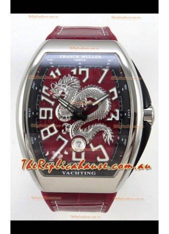 Franck Muller Vanguard Super Clone Yachting Dragon V45 Red Dial Stainless Steel Case Watch 
